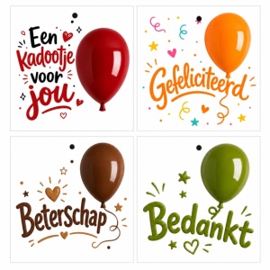 Cadeaukaartjes Set - Bubbles – 8 Stuks – “Voor elk moment” – 4 Designs