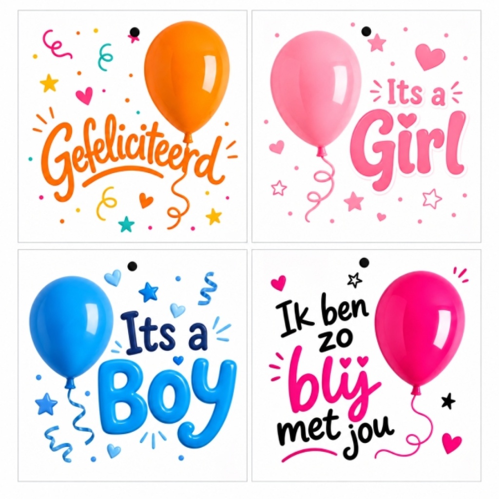 Cadeaukaartjes Set - Bubbles – 8 Stuks – “Voor elk moment” – 4 Designs