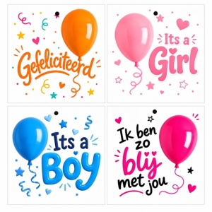 Cadeaukaartjes Set - Bubbles – 8 Stuks – “Voor elk moment” – 4 Designs