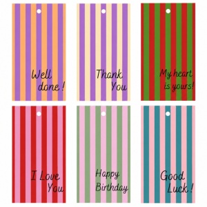 Cadeaukaartjes Set - Stripes – 12 Stuks – “Voor elk moment” – 6 Designs