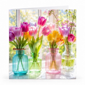 Wenskaart - "Kleurrijke tulpen"