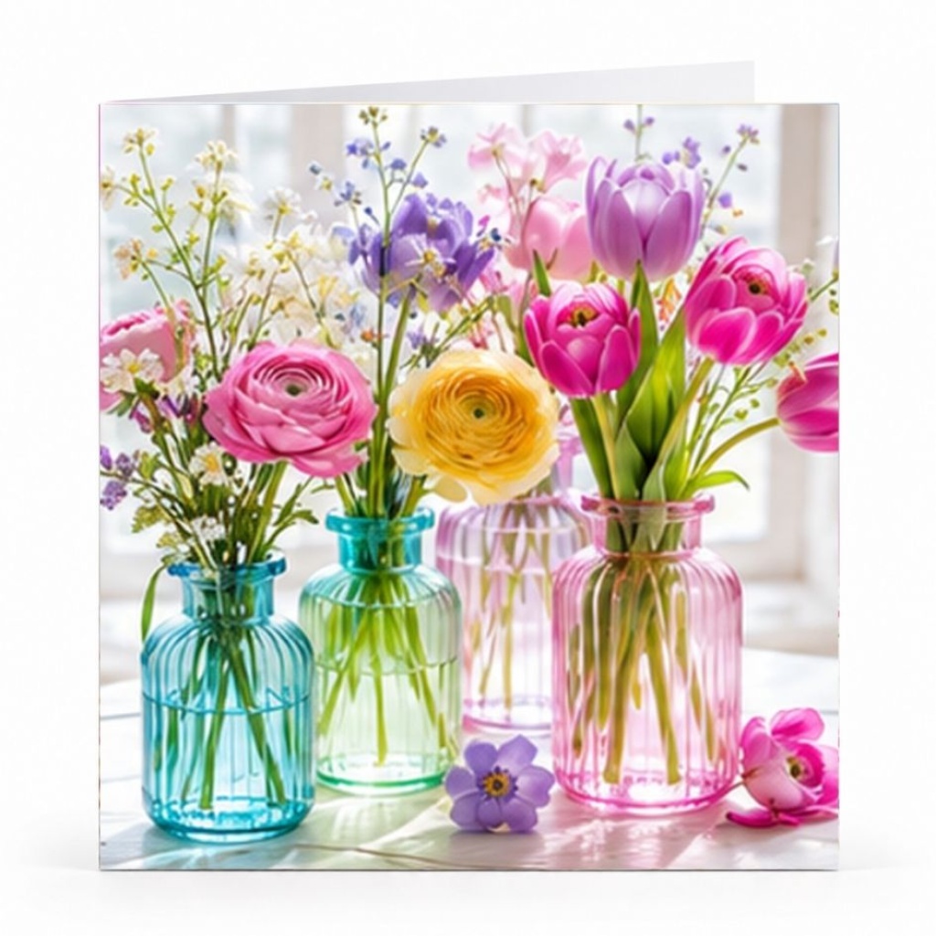 Wenskaart - "Bloemen-kleurrijk"