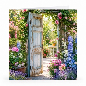 Wenskaart - "Tuin deur"