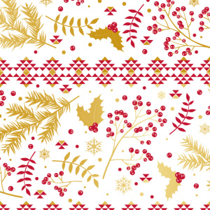 Cadeaupapier Set – Classic Christmas Collection (5 Stuks) – 200×70 cm – Rood, Wit & Goud – Rendieren, Kerstballen, Hulst & Feestelijke Prints – Inpakpapier
