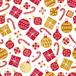 Cadeaupapier Set – Classic Christmas Collection (5 Stuks) – 200×70 cm – Rood, Wit & Goud – Rendieren, Kerstballen, Hulst & Feestelijke Prints – Inpakpapier