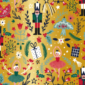 Cadeaupapier Set – Merry Moments Collection (5 Stuks) – 200×70 cm – Rood, Groen, Goud & Navy – Kerstmannen, Notenkrakers, Rendieren & Feestelijke Prints – Inpakpapier