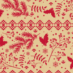 Cadeaupapier Set – Rustic Christmas Collection (5 Stuks) – 200×70 cm – Kraft, Rood & Groen – Rendieren, Wintertakken, Kerstballen & Botanische Prints – Inpakpapier