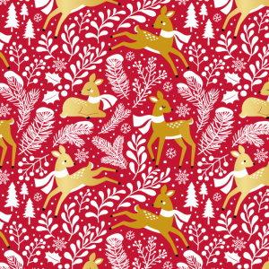 Cadeaupapier Set – Classic Christmas Collection (5 Stuks) – 200×70 cm – Rood, Wit & Goud – Rendieren, Kerstballen, Hulst & Feestelijke Prints – Inpakpapier