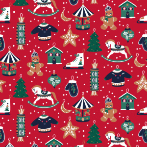 Cadeaupapier Set – Merry Moments Collection (5 Stuks) – 200×70 cm – Rood, Groen, Goud & Navy – Kerstmannen, Notenkrakers, Rendieren & Feestelijke Prints – Inpakpapier