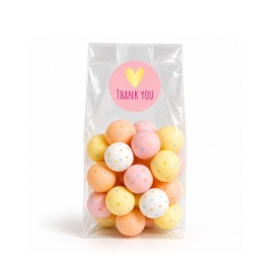 50x Uitdeelzakjes + Sticker (Thankyou Roze) - 80 x 40 x 240mm | Blokbodemzakjes transparant | Plastic Zakjes | Cellofaanzakjes