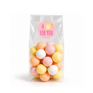 50x Uitdeelzakjes + Sticker (A Gift For You Roze) - 80 x 40 x 240mm | Blokbodemzakjes transparant | Plastic Zakjes | Cellofaanzakjes