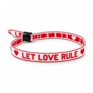 Festival Armbandjes - "LET LOVE RULE"- 10 Stuks - Wit / Rood