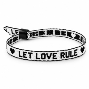 Festival Armbandjes - "LET LOVE RULE"- 10 Stuks - Wit / Zwart