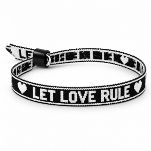 Festival Armbandjes - "LET LOVE RULE"- 10 Stuks - Zwart / Wit