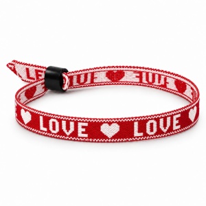 Festival Armbandjes - "LOVE HART"- 10 Stuks - Rood / Wit