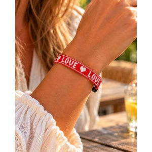 Festival Armbandjes - "LOVE HART"- 10 Stuks - Rood / Wit
