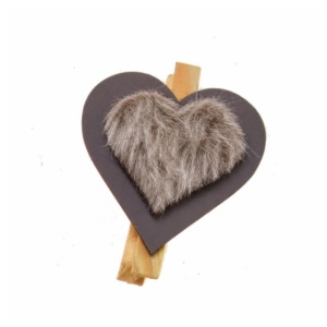 Houten Knijpertjes met Bont Accent - bruin - Hart
